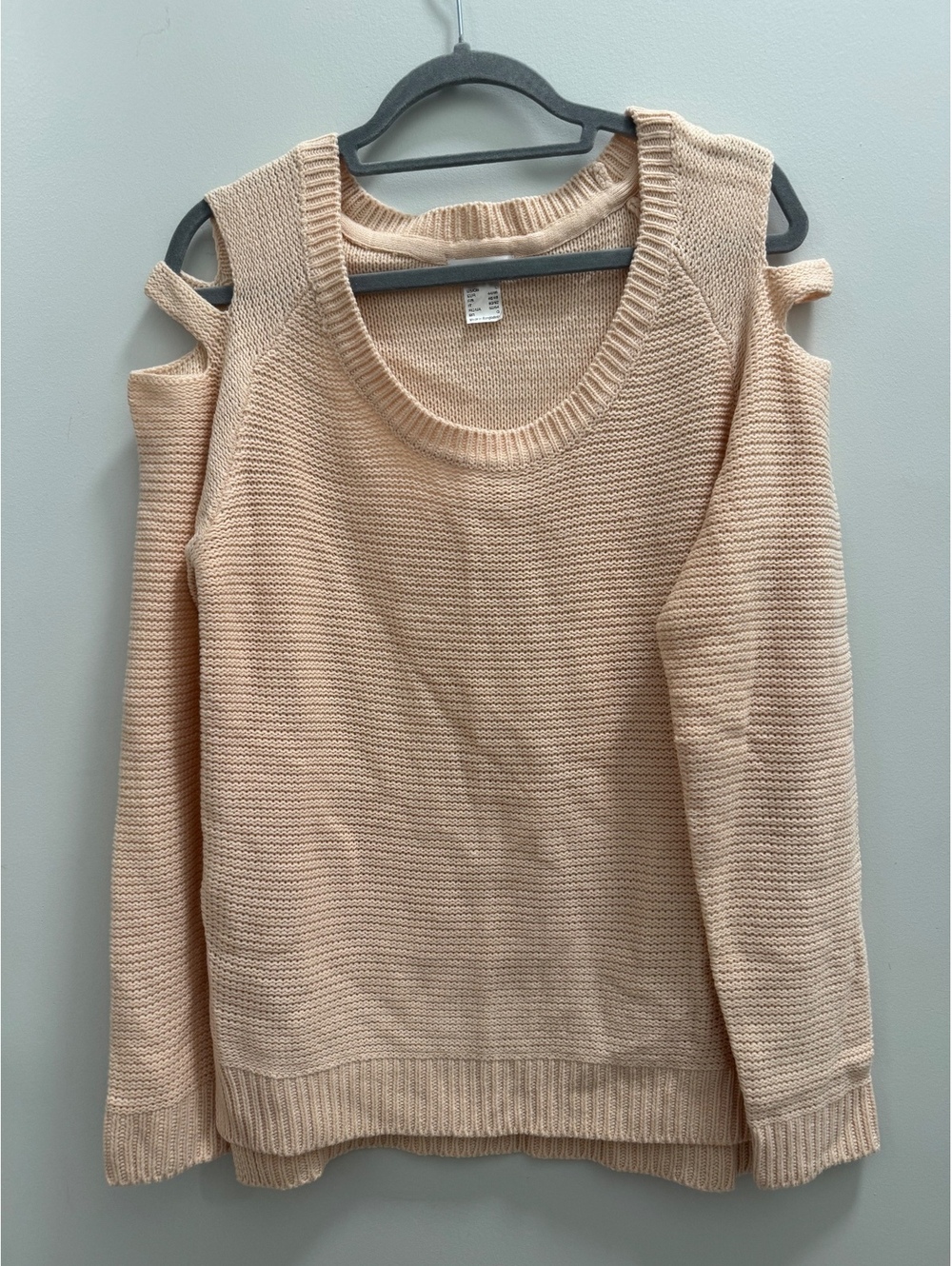 Venus Women's Peach Cold Shoulder Knit Sweater Size Large